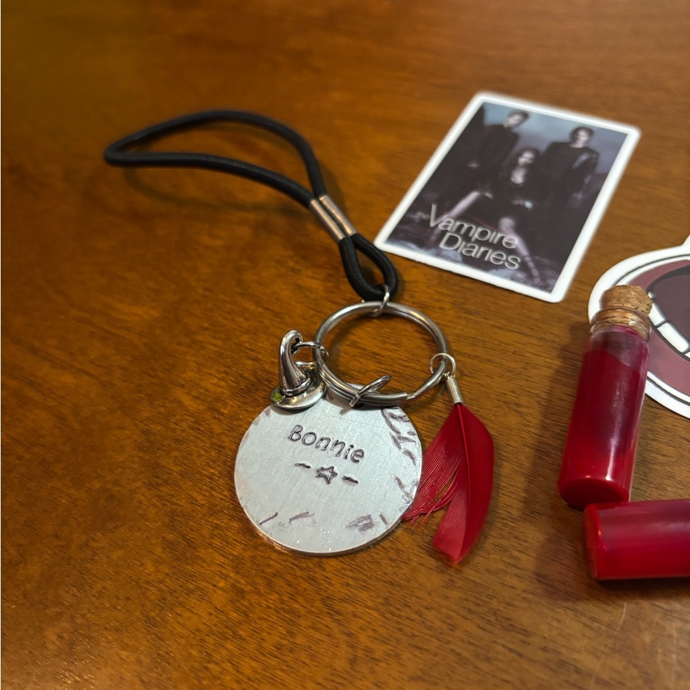 Bonnie keychain witch charm red feather inspired by TVD+ peacedbyAlise